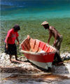 St Lucia: La Soufrire - fishermen arrive - photo by P.Baldwin