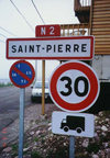 St-Pierre et Miquelon - St Pierre: signs - entering town - photo by G.Frysinger