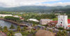 Samoa - Upolo - Apia: panorama of the capital - the Cathedral, fale roof of Visitors's Bureau the and the waterfront - Main West Coast Rd and Beach Rd - photo by R.Eime