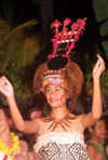 Samoa - Upolo - Apia: Fiafia performer with traditonal headdress - photo by R.Eime