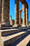 Sant'Angelo, Fluminimaggiore, Sardinia / Sardegna / Sardigna: Punic-Roman temple of Antas - stairs lead to the tetrastyle pronaos - photo by M.Torres