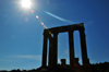 Sant'Angelo, Fluminimaggiore, Sardinia / Sardegna / Sardigna: Punic-Roman temple of Antas - sun and silhouette - symbol of the Roman domination of the Island - photo by M.Torres