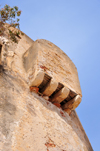 Arbatax / Arbatassa, Tortol, Ogliastra province, Sardinia / Sardegna / Sardigna: Saracen watchtower - console detail - photo by M.Torres