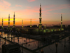 Medina / Madinah, Saudi Arabia: Masjid Al Nabawi or Mosque of the Prophet - minarets at dawn - photo by A.Faizal