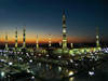Medina / Madinah, Saudi Arabia: Masjid Al Nabawi or Mosque of the Prophet - lights just before dawn - photo by A.Faizal