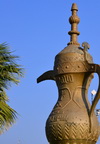 Dammam, Eastern Province, Saudi Arabia: street decoration - coffee pot and blue sky - King Fahd Road - photo by M.Torres