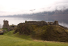 Loch Ness, Highlands, Scotland: Urquhart Castle beside Loch Ness - cloud cover - photo by I.Middleton