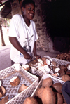 Seychelles - La Digue island: preparing coconuts (photo by Francisca Rigaud)