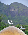 Mahe, Seychelles: Victoria - crecent and star - dome of the Sheik Muhammad Bin Khalifa Al-Nahagan mosque - photo by M.Torres