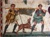 Sicily / Sicilia - Piazza Armerina  (Enna province): Villa Romana del Casale - hunters with wild boar - mosaic (photo by Christian Roux)