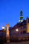 Slovakia / Slowakei - Bratislava: Statue St Michael and the tower of St Michael's Gate - photo by J.Kaman