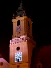 Slovakia / Slowakei - Bratislava: Old Town Hall - laser on the tower - photo by J.Kaman