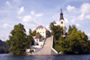 Slovenia - View across to the island church on Lake Bled - photo by I.Middleton