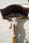 Slovenia - Statue of Jesus at the entrance to the island church on Lake Bled - photo by I.Middleton