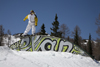 Slovenia - Snowboarder on Vogel mountain in Bohinj - graffiti - photo by I.Middleton