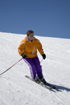 Slovenia - woman skiing on Vogel mountain in Bohinj - photo by I.Middleton