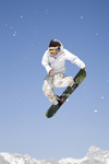 Slovenia - Snowboarder on Vogel mountain in Bohinj - flying - photo by I.Middleton