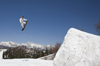 Slovenia - Snowboarder on Vogel mountain in Bohinj - jump, ramp and mountains - photo by I.Middleton