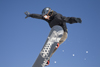 Slovenia - Snowboarder on Vogel mountain in Bohinj - board with gun - photo by I.Middleton