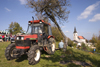 Slovenia - Jance: tractor and church - Chestnut Sunday festival - photo by I.Middleton