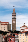 Slovenia - Piran: belfry of St Georges church above Tartini square - photo by M.Torres