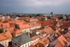 old and new - view from the bell tower of the Church of Saint John the Baptist of the red tiled roodtops of Maribor - photo by I.Middleton