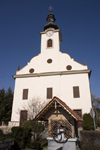 water pump and Lutheran church - Bodonci, Puconci municipality, Prekmurje, Slovenia - photo by I.Middleton