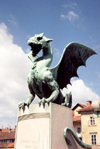 Slovenia - Ljubliana: dragon guarding the bridge - Zmajski most - photo by M.Torres
