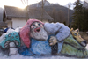 Santa Klaus and wolf - snow sculpture, Triglav National Park, Slovenia - photo by I.Middleton