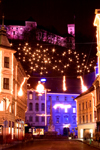 The Castle and the city center - Christmas lights, Ljubljana, Slovenia - photo by I.Middleton