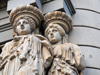 Madrid, Spain: Calle de Alcal - caryatids at Instituto Cervantes, former building of the Banco Central Hispano - designed by the Galician architect Antonio Palacios - photo by M.Torres