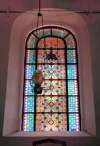 Galle, Southern Province, Sri Lanka: stained glass window - Groote Kerk / Dutch Reformed Church - Galle Forth, the Old Town - UNESCO World Heritage Site - photo by M.Torres