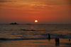 Bentota, Galle District, Southern Province, Sri Lanka: people enjoy the beach at sunset - photo by M.Torres