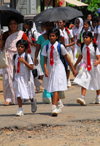 Galle, Southern Province, Sri Lanka: uniformed school children under - Old Town - UNESCO World Heritage Site - photo by M.Torres