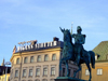 Stockholm, Sweden: Equestrian statue at Gamla Stan - photo by M.Bergsma