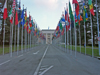 Switzerland / Suisse / Schweiz / Svizzera - Geneva / Genve / Genf / Ginevra / GVA: UN - flags at the entrance / ONU - entree - photo by C.Roux