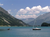 Switzerland - Maloja / Maloggia - Graubnden / Grigioni canton - yacht on Lake Silvaplana / Silvaplanersee - photo by J.Kaman