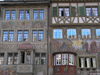 Switzerland - Stein am Rhein - canton of Schaffhausen: Vordere Krone, left, and Gasthof zur Sonne - mural paintings and gazebos in the medieval centre - photo by J.Kaman