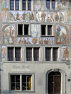 Switzerland - Stein am Rhein - canton of Schaffhausen: Weisser Adler (White Eagle) - mural - paintings on the faade - photo by J.Kaman