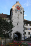 Switzerland - Stein am Rhein - canton of Schaffhausen: the Untertor (lower gate) or Zeitturm (time tower) - photo by J.Kaman