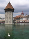Switzerland - Luzern / Lucerne: Water tower and Chapel bridge - photo by J.Kaman
