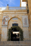 Syria - Maaloula / Maalula / Ma'loula - Rif Dimashq governorate: St Takla's nunnery / monastery - entrance - St Thecla - photographer: M.Torres