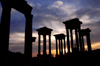 Syria - Palmyra: Tetrapylon - silhouette at sunset - photo by J.Wreford