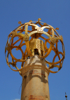 Syria - Damascus: Omayyad Mosque - courtyard lantern - golden sphere - freestanding column - photographer: M.Torres