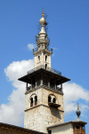 Syria - Damascus: Omayyad Mosque - Minaret of the Bride seen from the courtyard - al Arous minaret - photographer: M.Torres