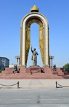 Dushanbe, Tajikistan: Ismoil Somoni statue on Dusti square, aka Isma'il ibn Ahmad - he built the Samanid Empire - photo by M.Torres