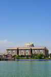 Dushanbe, Tajikistan: Tajikistan National Museum building and the pond on Flag park - photo by M.Torres
