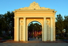 Dushanbe, Tajikistan: neo-classical gate to Rudaki park, on Rudaki avenue - Rudaki was the founder of Persian literature - photo by M.Torres