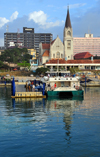 Dar es Salaam, Tanzania: Zanzibar ferry terminal and St Joseph's Cathedral - Sokoine Drive - waterfront - photo by M.Torres