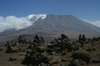 53 Tanzania - Kilimanjaro NP: Marangu Route - day 3 - Mount Kilimanjaro, the Kibo peak and cairns - photo by A.Ferrari